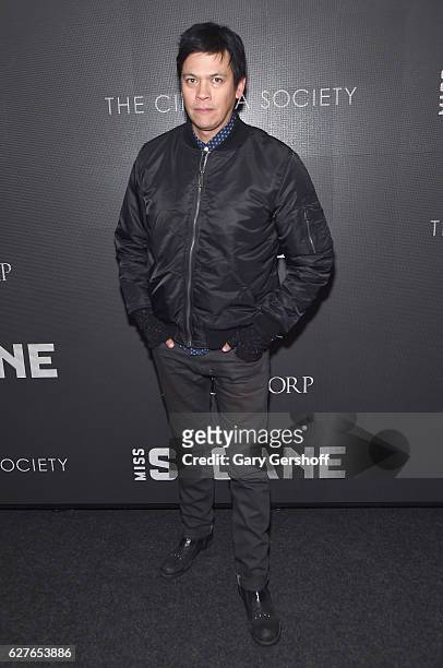 Actor Chaske Spencer attends The Cinema Society with Piaget host a screening of EuropaCorp's "Miss Sloane"at SAG-AFTRA Foundation Robin Williams...