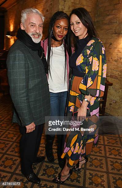 Patrick Kinmonth, Naomi Campbell and Caroline Rush attend The Fashion Awards in partnership with Swarovski nominees' lunch hosted by the British...