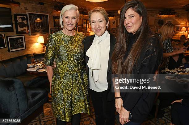 Maye Musk, Justine Picardie and Elizabeth Saltzman attend The Fashion Awards in partnership with Swarovski nominees' lunch hosted by the British...
