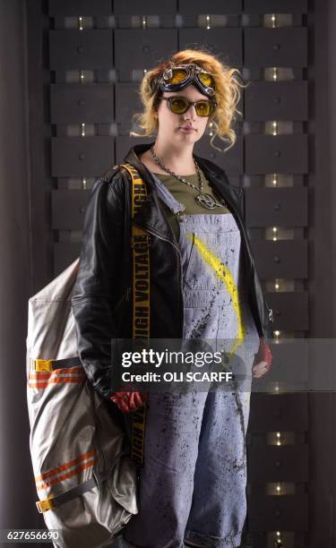 Science fiction fan dressed as Holtzmann from Ghostbusters attends the 'For the Love of Sci-fi' convention, in Manchester, north west England on...