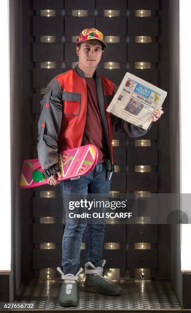 Science fiction fan dressed as a Marty McFly from Back to the Future attends the 'For the Love of Sci-fi' convention, in Manchester, north west...