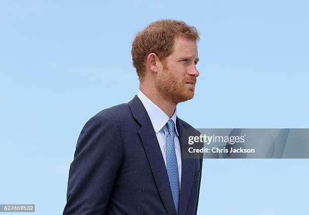 Prince Harry leaves Eugene F. Correia International Airport on the final morning of an official visit to the Caribbean on December 4, 2016 in...