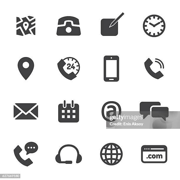 ilustrações de stock, clip art, desenhos animados e ícones de contact monochrome icons - telefone fixo