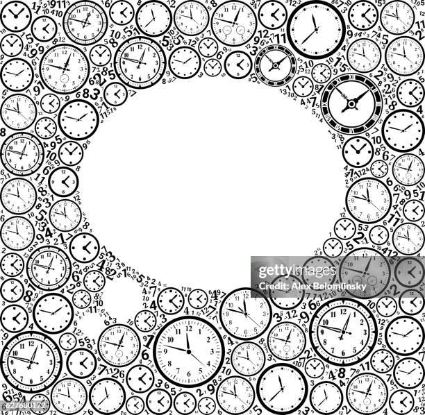 ilustrações de stock, clip art, desenhos animados e ícones de thought bubble on time and clock vector icon pattern - 10 seconds or greater