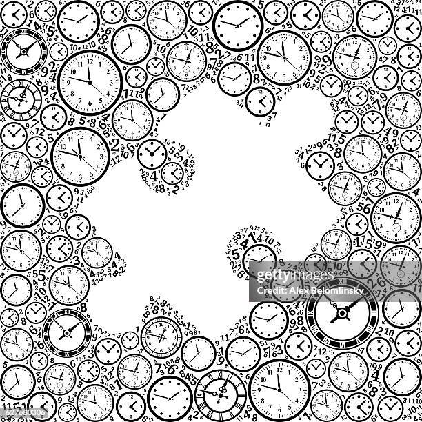 puzzle auf zeit und uhr vektor icon muster - 10 seconds or greater stock-grafiken, -clipart, -cartoons und -symbole