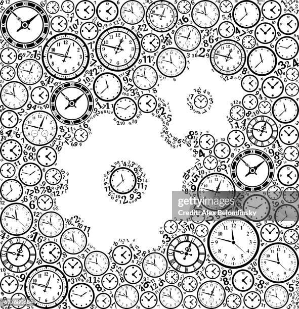gears on time and clock vector icon pattern - three gears stock illustrations