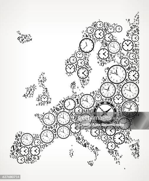 ilustrações de stock, clip art, desenhos animados e ícones de europe on time and clock vector icon pattern - 10 seconds or greater