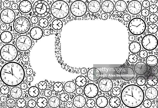 chat on time and clock vector icon pattern - two timelines stock illustrations