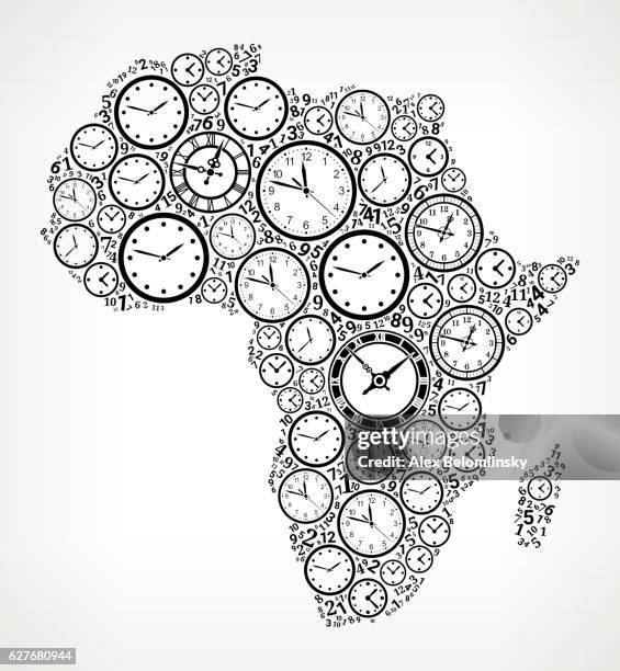 ilustrações de stock, clip art, desenhos animados e ícones de africa on time and clock vector icon pattern - 10 seconds or greater