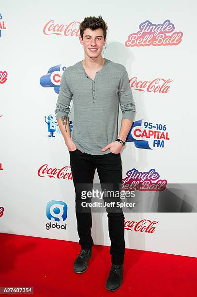 Shawn Mendes attends Capital's Jingle Bell Ball with Coca-Cola on December 4, 2016 in London, United Kingdom.