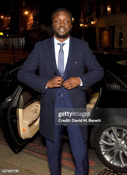 Arnold Oceng arrives in an Audi at the British Independent Film Awards at Old Billingsgate Market on December 4, 2016 in London, England.