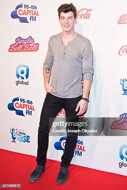 Shawn Mendes attends Capital's Jingle Bell Ball with Coca-Cola on December 4, 2016 in London, United Kingdom.