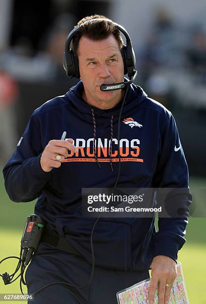 Head coach Gary Kubiak of the Denver Broncos looks on against the Jacksonville Jaguars at EverBank Field on December 4, 2016 in Jacksonville, Florida.