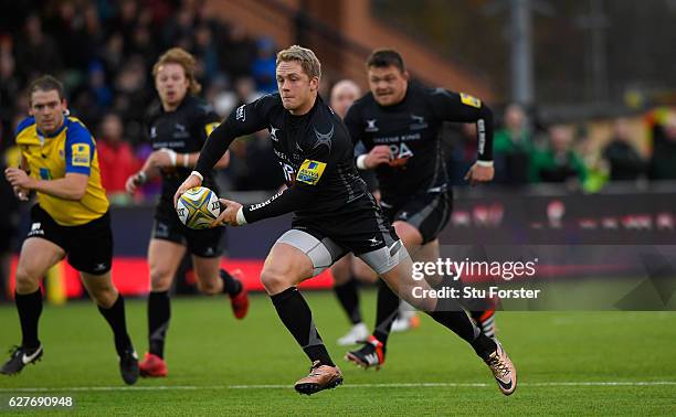 Falcons wing Alex Tait makes a break during the Aviva Premiership match between Newcastle Falcons and Harlequins at Kingston Park on December 4, 2016...