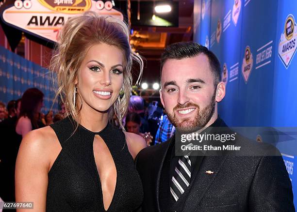 Whitney Ward and her fiance, NASCAR Sprint Cup Series driver Austin Dillon, attend the 2016 NASCAR Sprint Cup Series Awards at Wynn Las Vegas on...