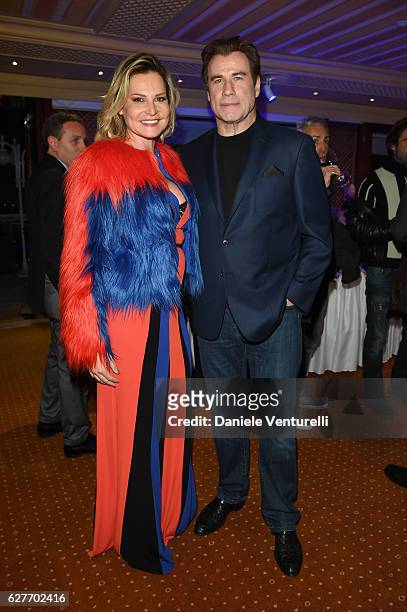 Simona Ventura and actor John Travolta Grand Gala in Rome for Puerto Azul Resort and Andrea Iervolino's Birthday on December 4, 2016 in Rome, Italy.