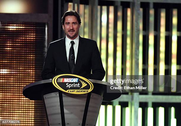 Actor Luke Wilson speaks during the 2016 NASCAR Sprint Cup Series Awards show at Wynn Las Vegas on December 2, 2016 in Las Vegas, Nevada.