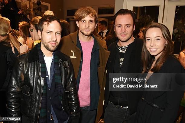 Peter Pilotto, Christopher de Vos, Nicholas Kirkwood and guest attend a cocktail party to honour the 2016 Fashion Awards hosted by Natalie Massenet,...