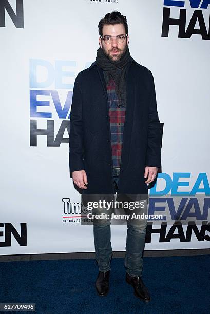 Zachary Quinto attends "Dear Evan Hansen" opening at Music Box Theatre on December 4, 2016 in New York City.