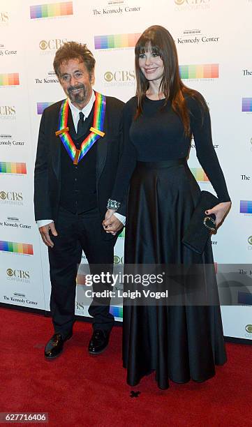 Honoree Al Pacino arrives with Lucila Sola at the 39th Annual Kennedy Center Honors at The Kennedy Center on December 4, 2016 in Washington, DC.