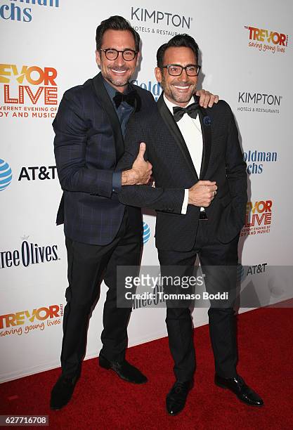 Actors Lawrence Zarian and Gregory Zarian attend The Trevor Project's 2016 TrevorLIVE LA at The Beverly Hilton Hotel on December 4, 2016 in Beverly...