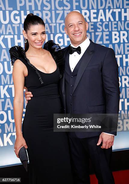 Actor Vin Diesel and model Paloma Jiménez attend the 2017 Breakthrough Prize at NASA Ames Research Center on December 4, 2016 in Mountain View,...