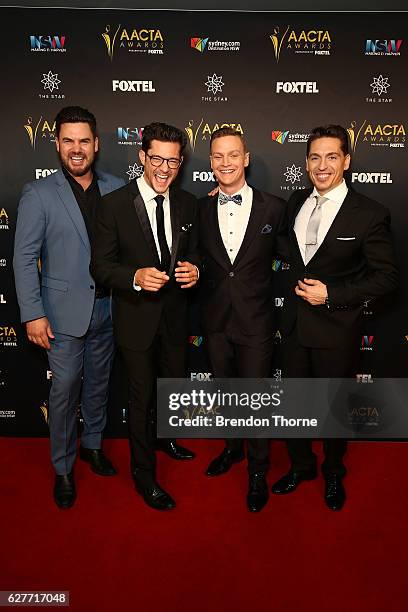 Ben Mingay, Rob Mills, Luke Kennedy and Michael Falzon arrive ahead of the 6th AACTA Awards Presented by Foxtel | Industry Dinner Presented by Blue...