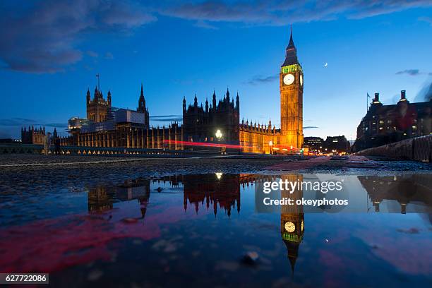 big ben at dusk - monument station london stock pictures, royalty-free photos & images