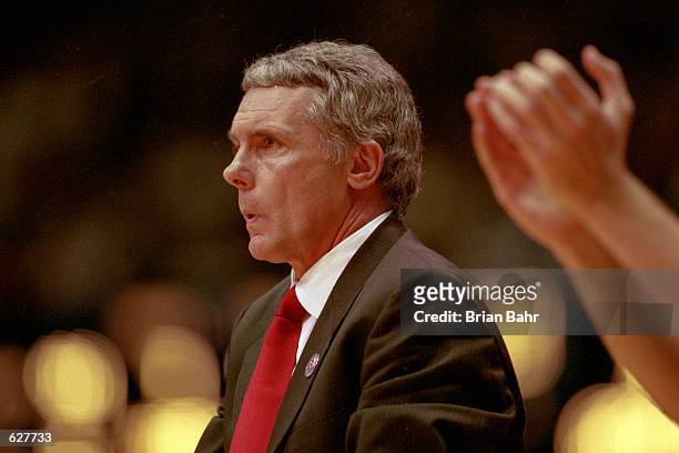 Head Coach Gary Williams of the Maryland Terrapins watches the action during the game against the Georgia State Panthers at Boise State Pavilion in...