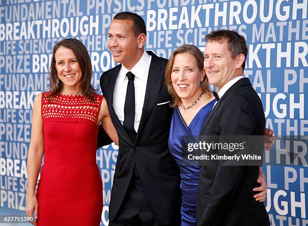 Breakthrough Prize co-founder Anne Wojcicki, Baseball player Alex Rodriguez, CEO of You Tube Susan Wojcicki, and Google Executive Dennis Troper...