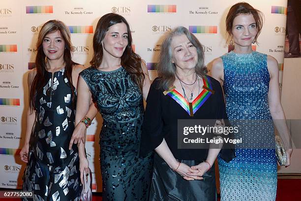 Honoree Martha Argerich with daughters Lyda Chen, Stephanie Argerich and Anne Catherine Dutoit arrive at the 39th Annual Kennedy Center Honors at The...