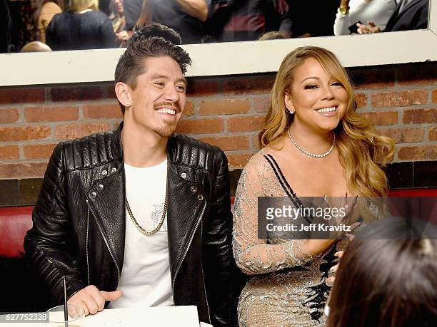 Choreographer Bryan Tanaka and recording artist Mariah Carey attend MARIAH'S WORLD Viewing Party at Catch on December 4, 2016 in New York City.