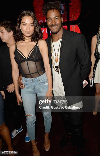 Shanina Shaik and DJ Ruckus attend DJ Khaled's birthday dinner hosted by Hublot at Komodo on December 4, 2016 in Miami, Florida.