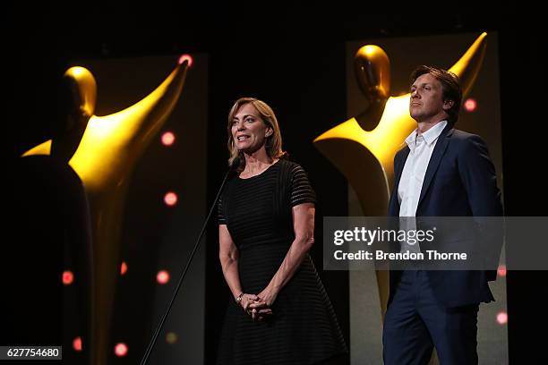 Kerry Armstrong and Damian Hill during the 6th AACTA Awards Presented by Foxtel | Industry Dinner Presented by Blue Post at The Star on December 5,...