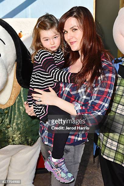 Talulah Rue Price and Sara Rue Visit Knott's Merry Farm at Knott's Berry Farm on December 4, 2016 in Buena Park, California.