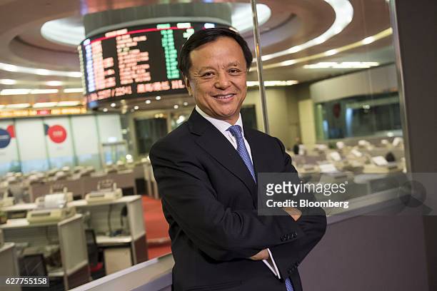 Charles Li, chief executive officer of Hong Kong Exchanges & Clearing Ltd. , poses for a photograph following a Bloomberg Television interview at the...