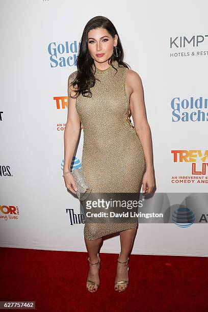 Actress Trace Lysette arrives at the TrevorLIVE Los Angeles 2016 Fundraiser at The Beverly Hilton Hotel on December 4, 2016 in Beverly Hills,...