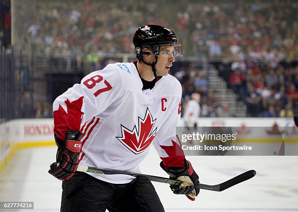 Sidney Crosby of Team Canada during the World Cup of Hockey friendly between Team USA and Team Canada held at Nationwide Arena.