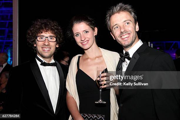 Recipients of the New Horizons in Mathematics Prize Dr. Hugo Duminil-Copin, guest, and Dr. Geordie Williamson attend the 2017 Breakthrough Prize at...