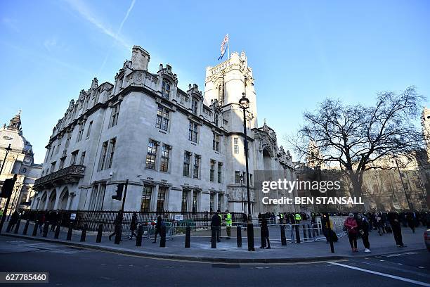 The Supreme court building in London on the first day of a four-day hearing on December 5, 2016. The government of Prime Minister Theresa May will...