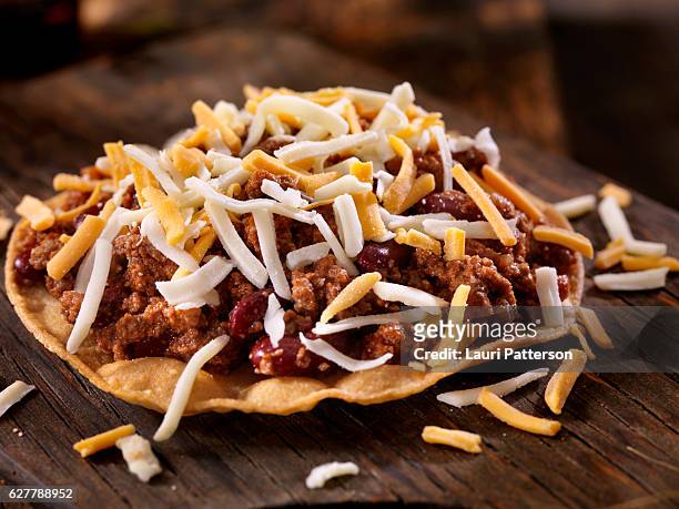 chilli cheese tostada - tostada stock pictures, royalty-free photos & images