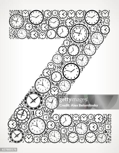 letter z on time and clock vector icon pattern - two minute timer stock illustrations