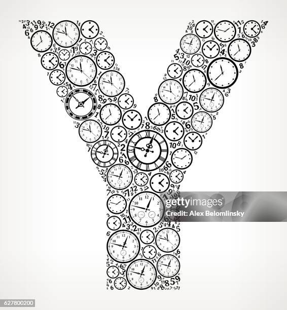 ilustrações de stock, clip art, desenhos animados e ícones de letter y on time and clock vector icon pattern - 10 seconds or greater