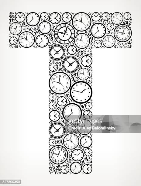 letter t on time and clock vector icon pattern - number 7 clock stock illustrations