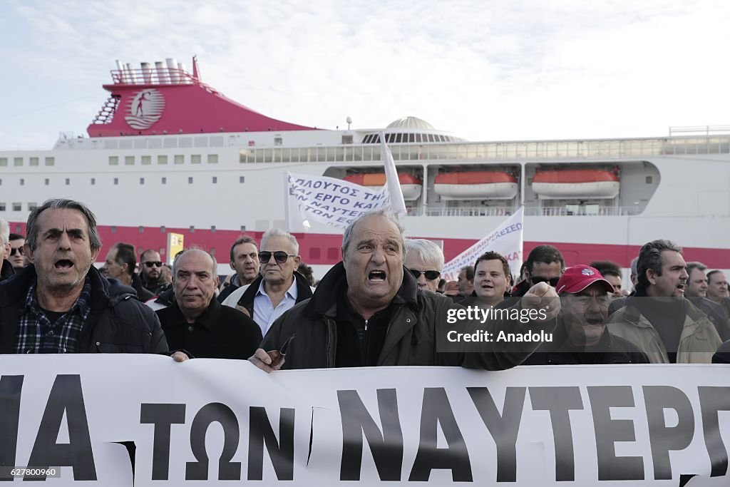 Dock workers' protest in Greece