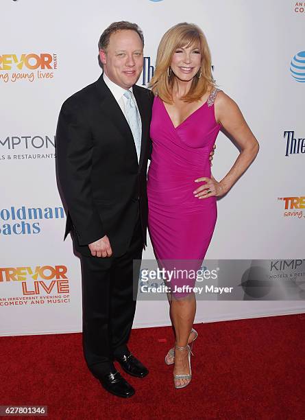 Writer/producer Steve Fenton and TV personality Leeza Gibbons attend the TrevorLIVE Los Angeles 2016 Fundraiser at the Beverly Hilton Hotel on...