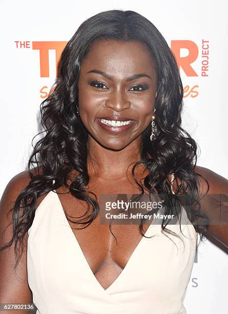 Actress Yetide Badaki attends the TrevorLIVE Los Angeles 2016 Fundraiser at the Beverly Hilton Hotel on December 04, 2016 in Beverly Hills,...