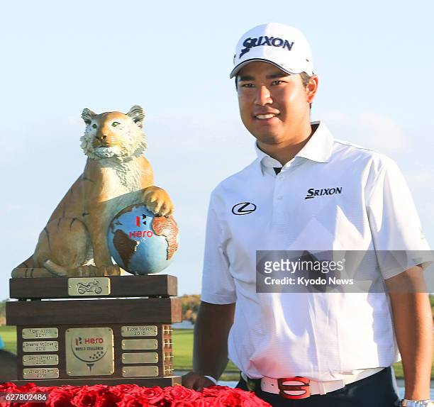 Hideki Matsuyama of Japan smiles at Albany Golf Club in the Bahamas on Dec. 4 after winning the Hero World Challenge for the first time.