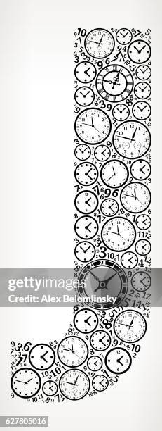 letter j on time and clock vector icon pattern - 10 seconds stock illustrations