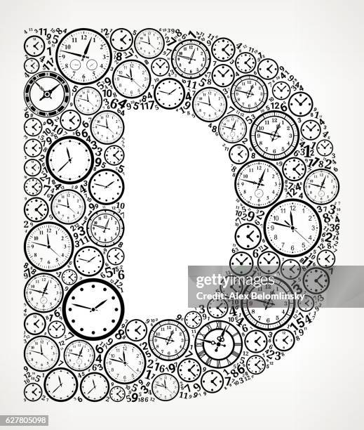 ilustrações de stock, clip art, desenhos animados e ícones de letter d on time and clock vector icon pattern - 10 seconds or greater